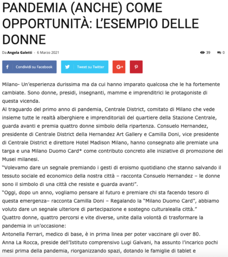 PANDEMIA (ANCHE) COME OPPORTUNITÀ: L’ESEMPIO DELLE DONNE